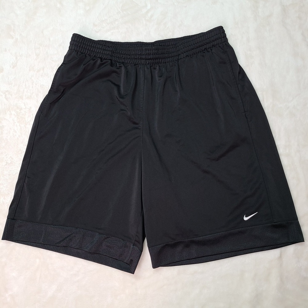 Vintage Nike Shorts Men Extra Large Black Solid Basketball Swoosh Pockets Y2K XL